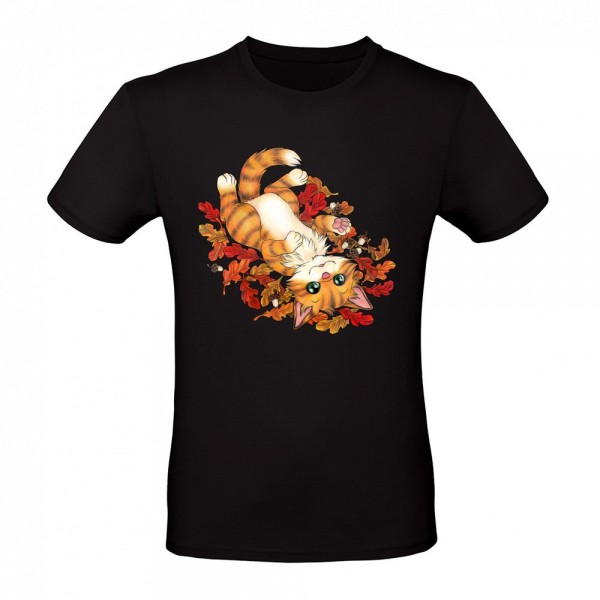 Cute cat in colorful autumn leaves sweet gift