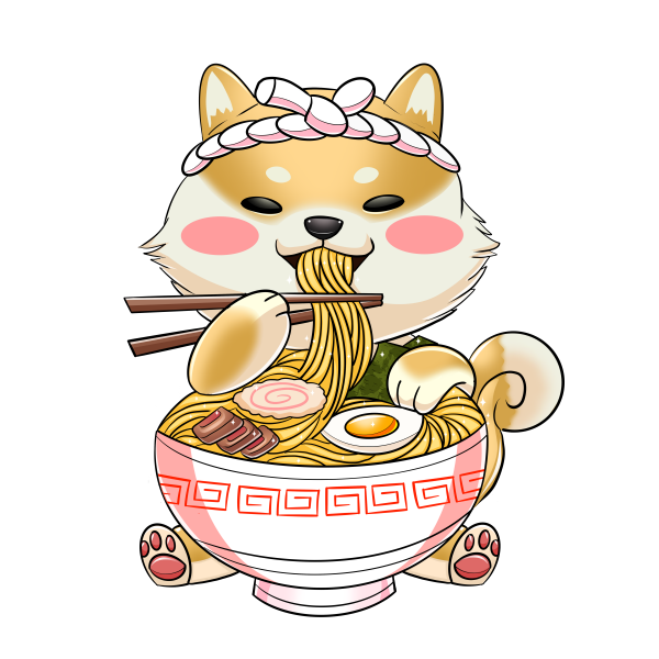Shiba inu dog ramen noodles