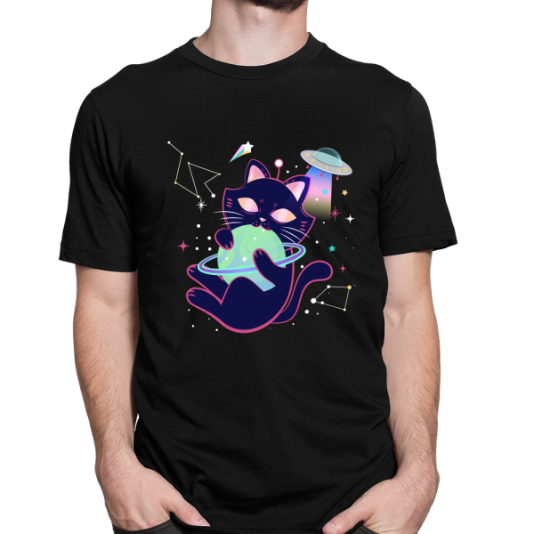 Space cat with planet ball