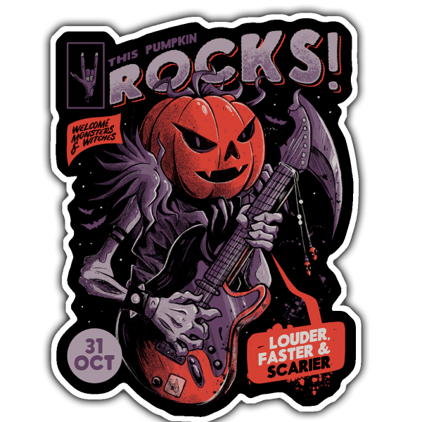 Rock Pumpkin Vinyl Sticker