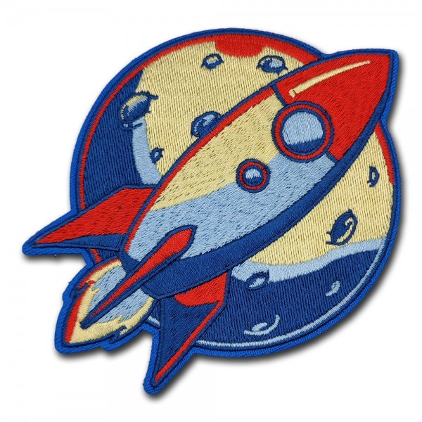 Space Rocket - Embroidered Patch mit Klettverschluss zum aufnähen 11cm x 8cm