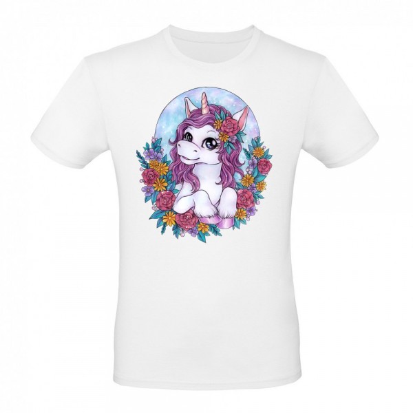 Cute playful unicorn with flowers gift girl
