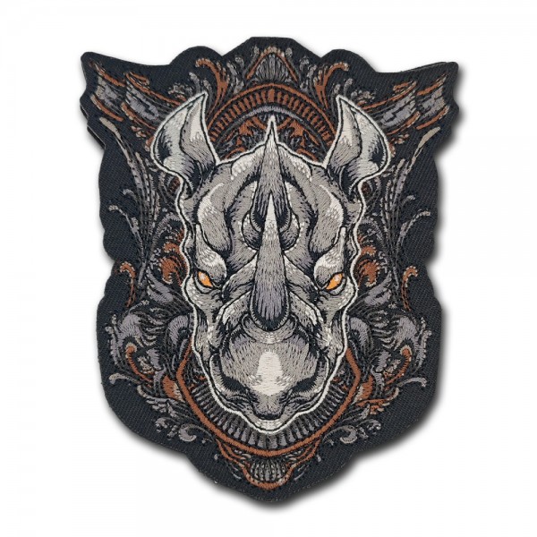 Rhino - Embroidered Patch mit Klettverschluss zum aufnähen 12cm x 10cm