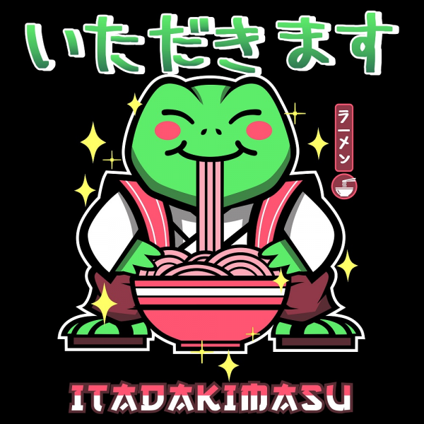 Kawaii Frog Eating Ramen