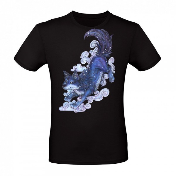 Cute mystical moon wolf with clouds and stars