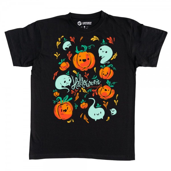 Halloween pumpkins and ghosts