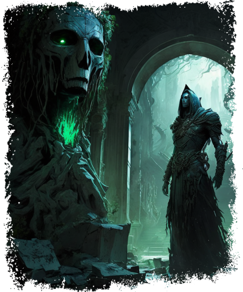 Wraith in Front of a Statue