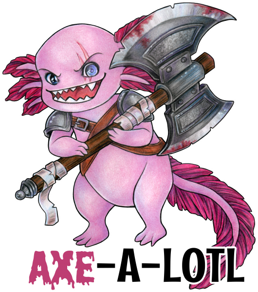 Funny axolotl with ax barbarian warrior gift