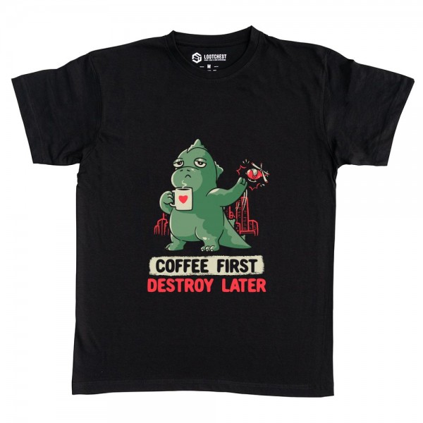 Coffee First Destroy Later Cute Funny Monster Gift